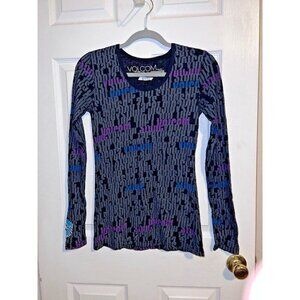 VOLCOM Womens Black Graphic Alphabet Long Sleeve Thermal Top Sz M